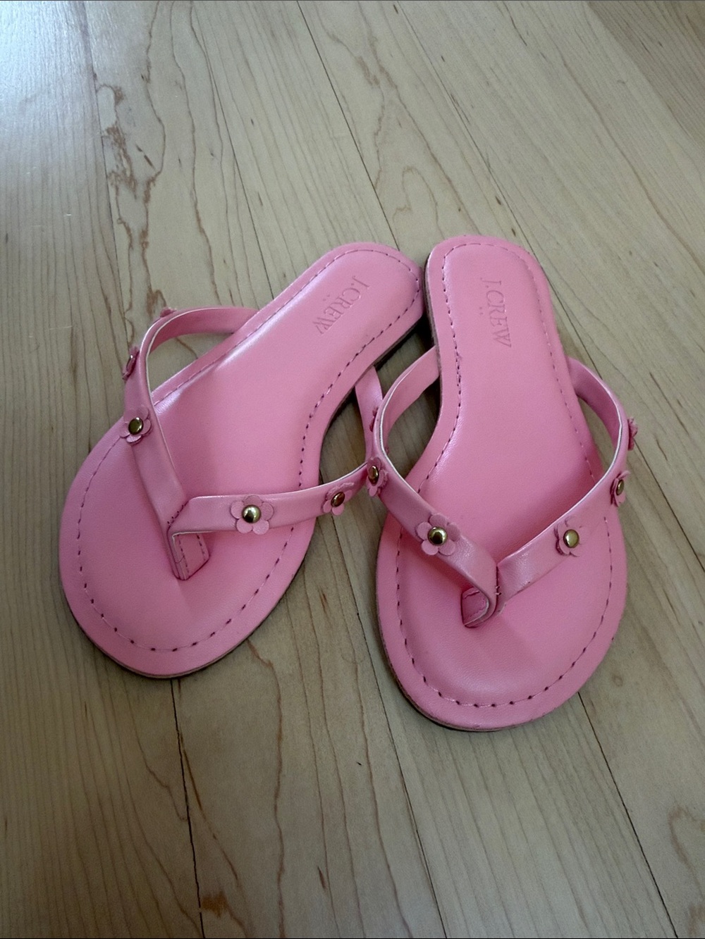 J. Crew Pink Floral Stud Thong Sandals